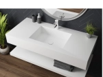 Plan vasque Design, fabrication sur mesure, Largeur 60 à 200 cm x Profondeur 40 à 60 cm, résine minérale ACRYSTONE® SOLID-SURFACE Finition lisse blanc mate, Livraison Offerte et Rapide.